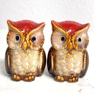 Ceramic Retro 1970s Owl Salt and Pepper Shakers
